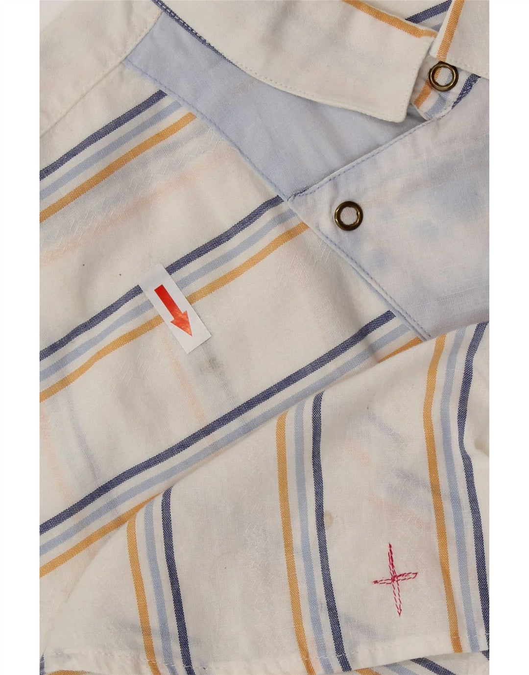 vintage Chemise pull à manches courtes pour hommes Rayé blanc moyen