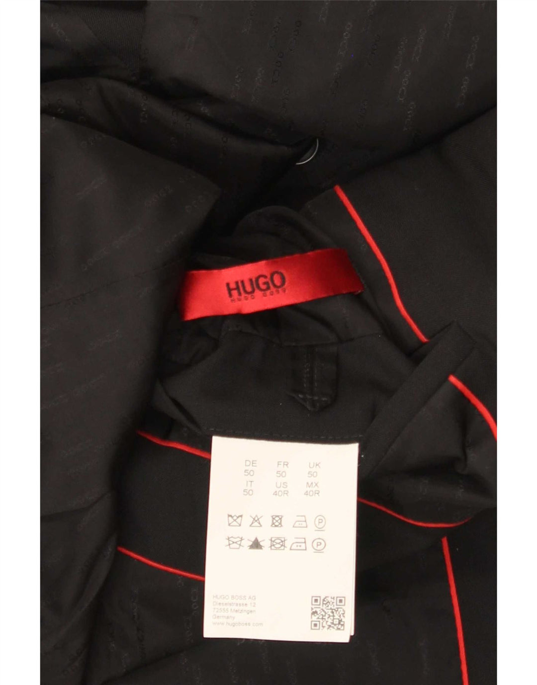 Hugo Boss Veste blazer à 2 boutons pour homme EU 50 Grande laine noire