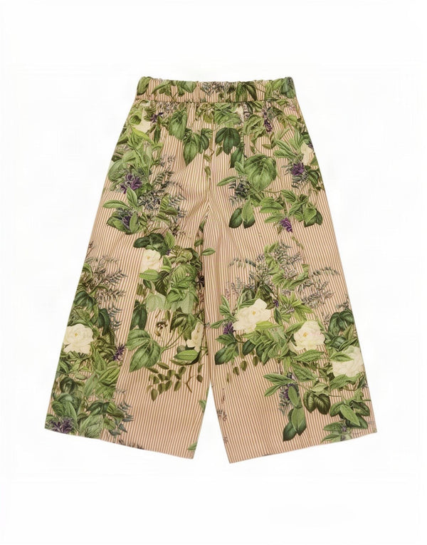 Zara Pantalon Capri à jambe large pour femme Petit W26 L22 Beige Floral