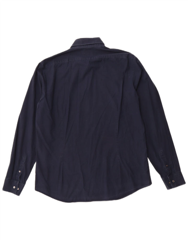 CALVIN KLEIN Chemise Slim Fit Homme Taille 16 1/2 Grand Coton Bleu Marine