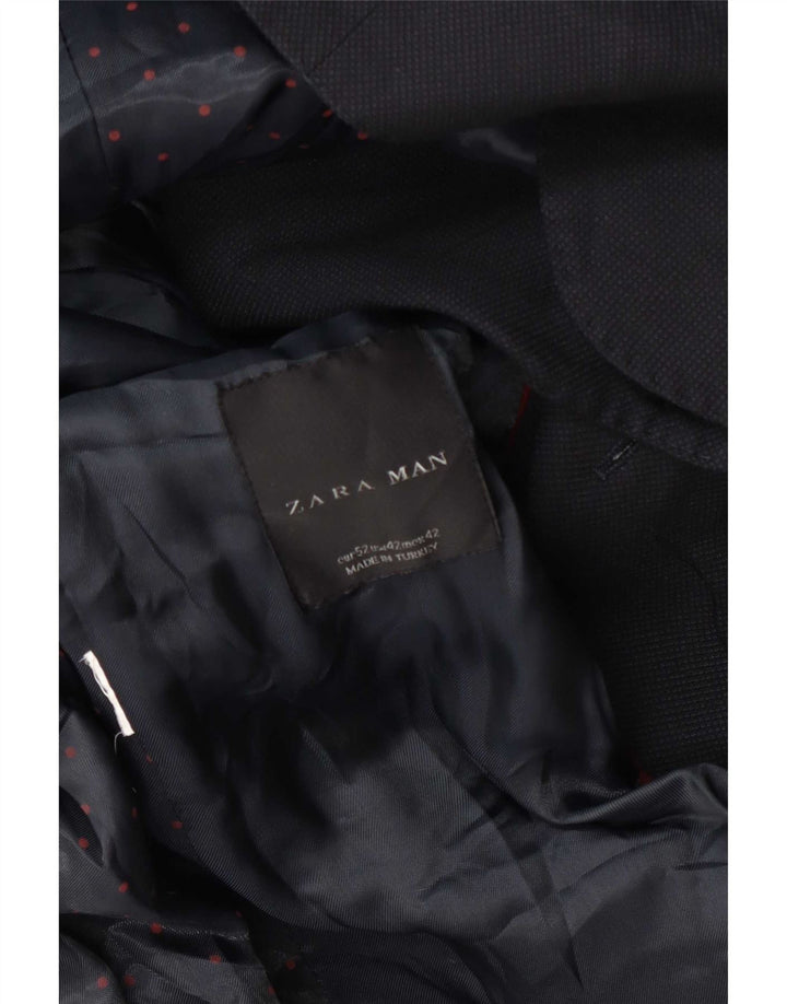 Zara Veste Blazer 2 Boutons Homme EU 52 Large Bleu Marine