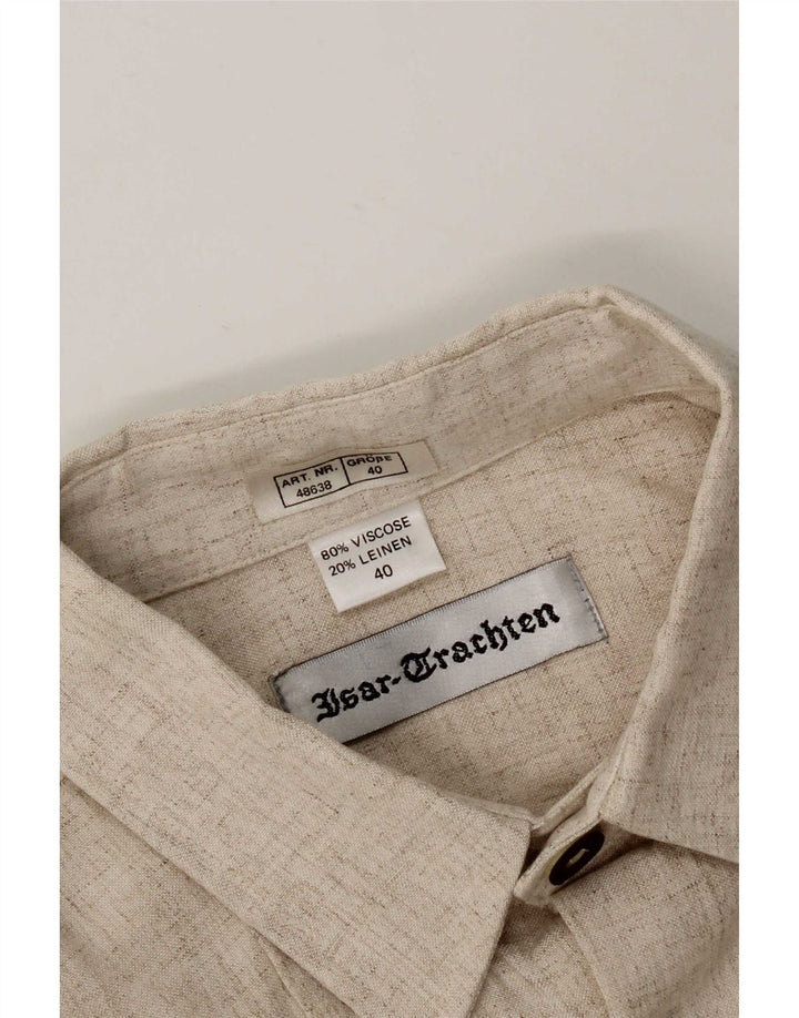 Isar Trachten Chemise graphique homme Taille 40 Viscose mouchetée beige moyen