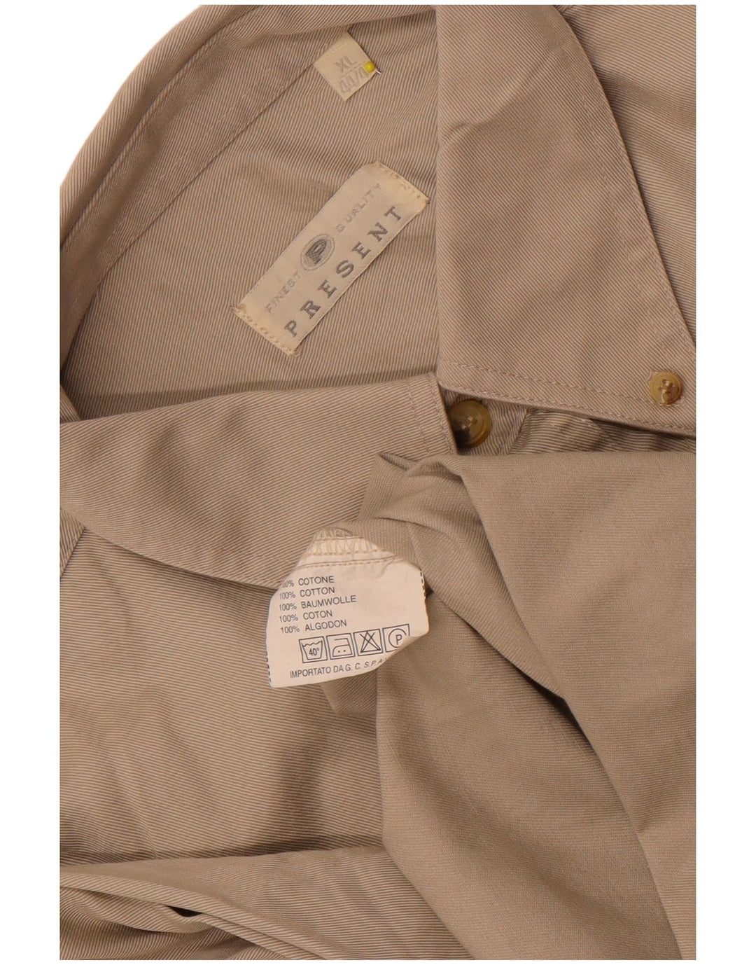 Chemise homme vintage Taille 44/46 XL Coton Beige