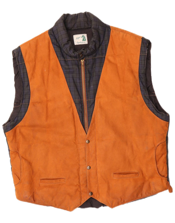 vintage Mens Riding Gilet rembourré UK 42 XL Beige Check