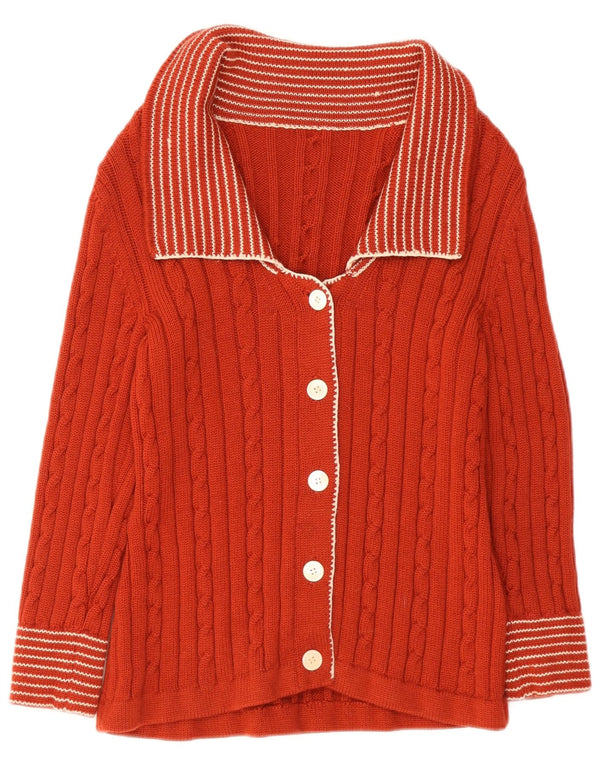 vintage Womens Cardigan Sweater UK 10 Petit Rayé Rouge