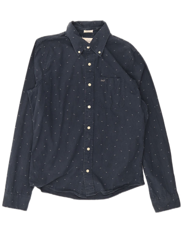 Abercrombie & Fitch Chemise Muscle Fit pour homme en coton à pois bleu marine