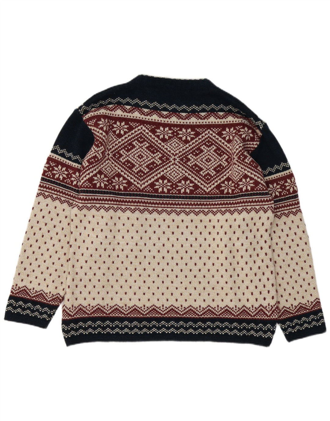 VINTAGE Pull à col rond pour homme Petit multicolore Fair Isle