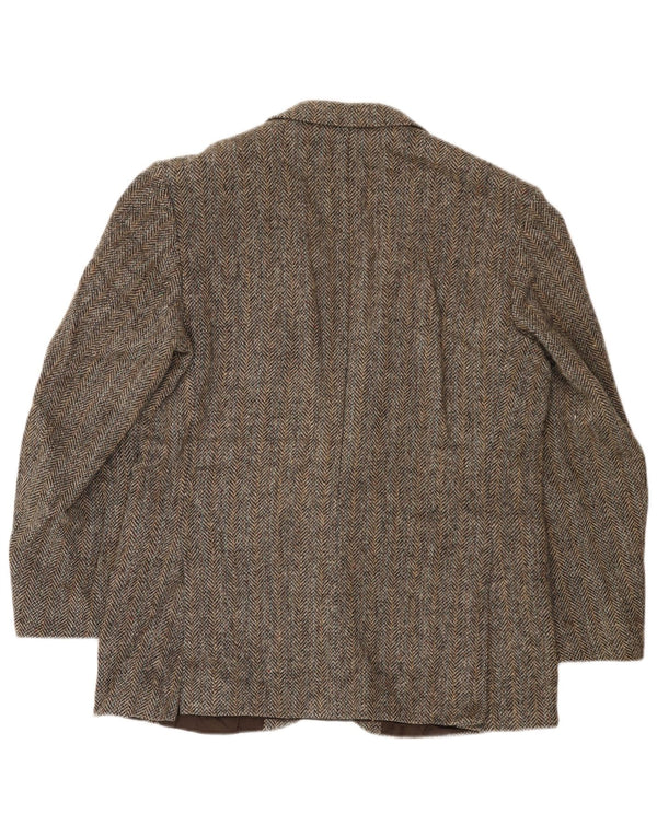 Harris Tweed Veste Blazer 2 Boutons pour Homme UK 40 Grande Laine à Chevrons Marron