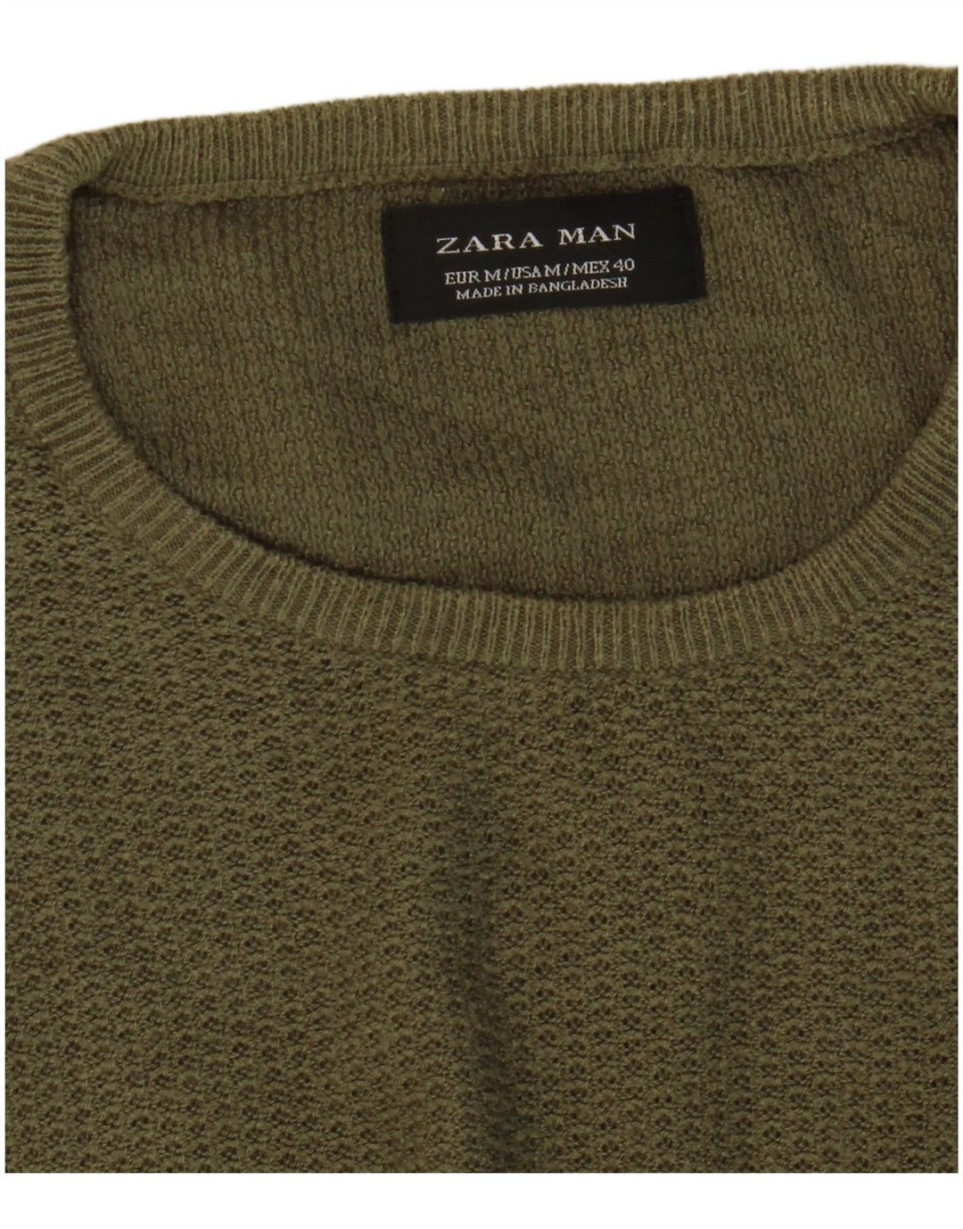 Zara Pull Col Ras Du Cou Homme Kaki Moyen