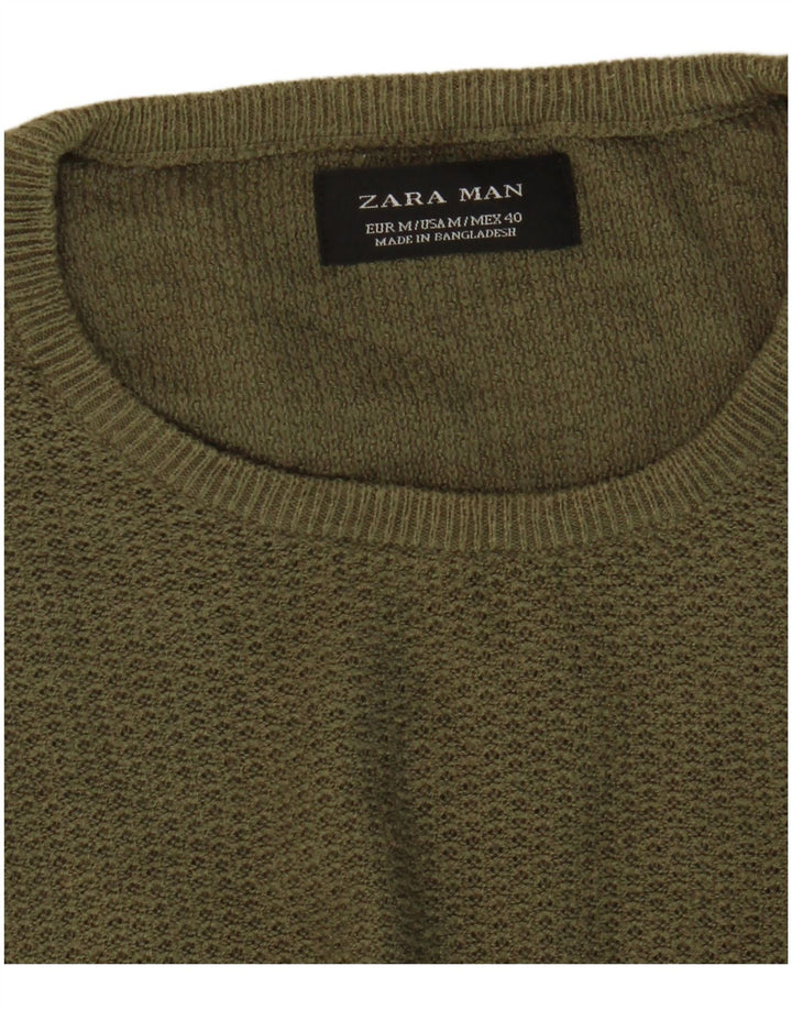 Zara Pull Col Ras Du Cou Homme Kaki Moyen