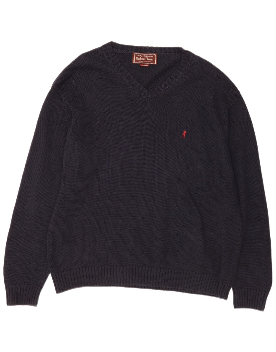 Marlboro Classics Pull col V pour homme 2XL Bleu marine