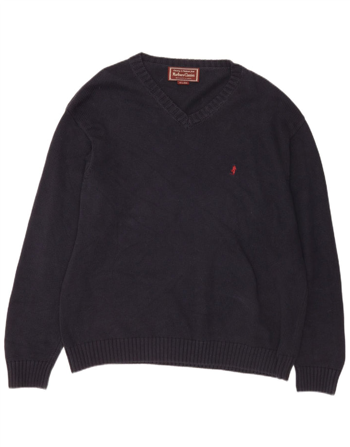 Marlboro Classics Pull col V pour homme 2XL Bleu marine