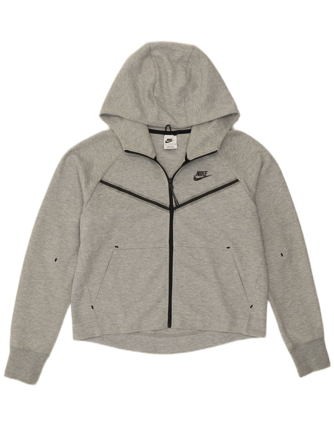 Nike Pull à capuche zippé surdimensionné pour femme UK 10 Petit coton moucheté gris