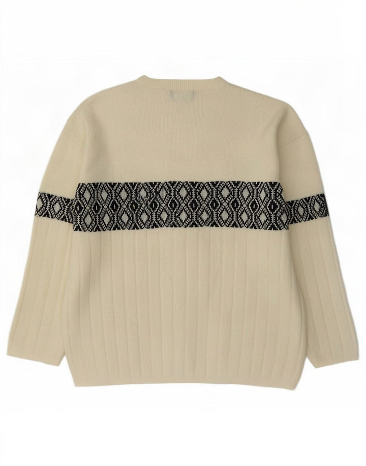 Charly Pull col bateau pour homme en laine géométrique blanc cassé