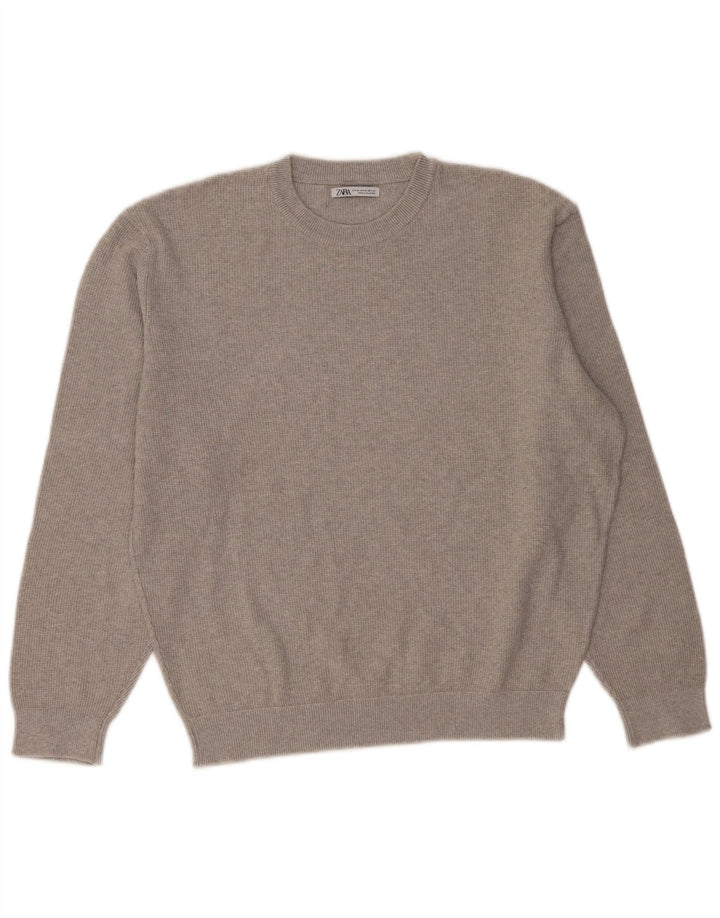 Zara Pull ras du cou pour femme UK 18 XL Gris