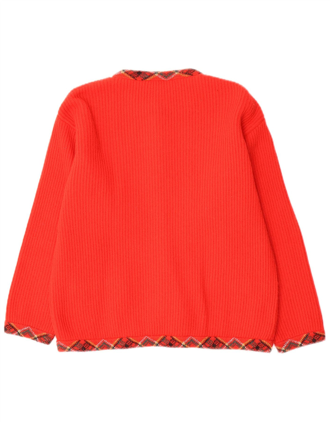 vintage Femme Cardigan Pull UK 12 Moyen Rouge Argyle/Diamond Laine