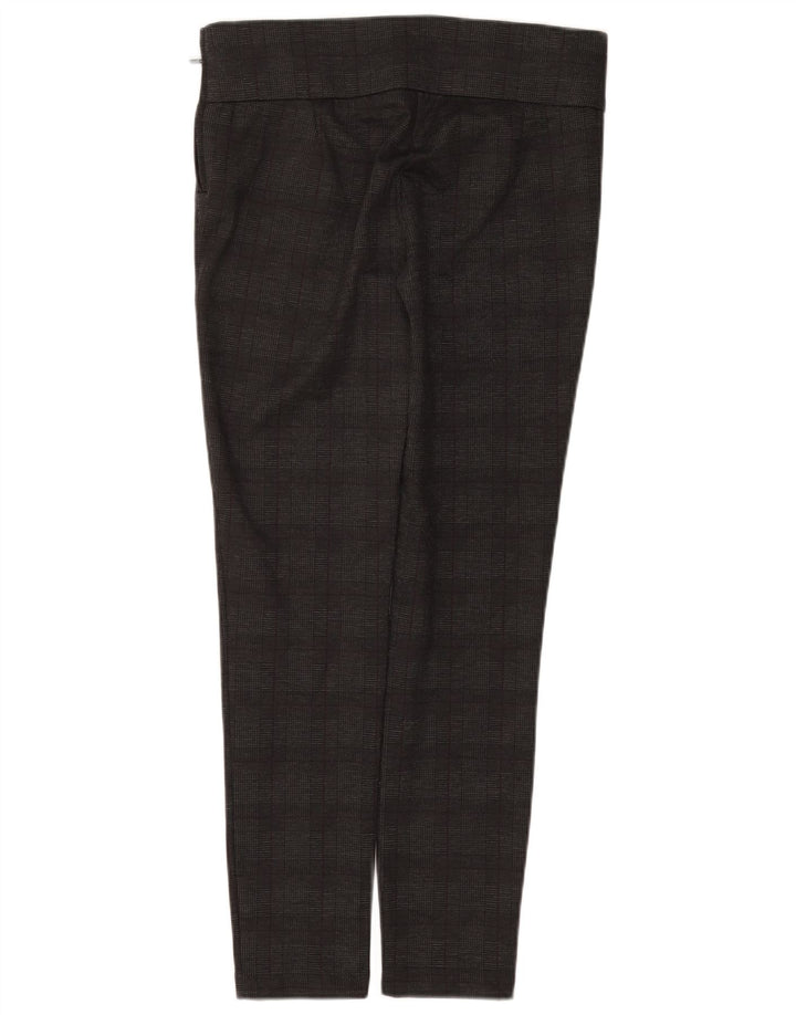 ZARA Pantalon décontracté taille haute slim pour femme Large W30 L28 Gris à carreaux