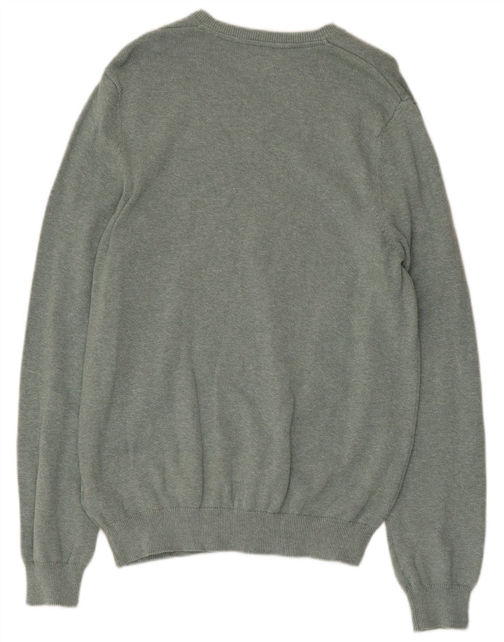 MARKS & SPENCER Pull Col V Homme Vert Moyen Moucheté Coton