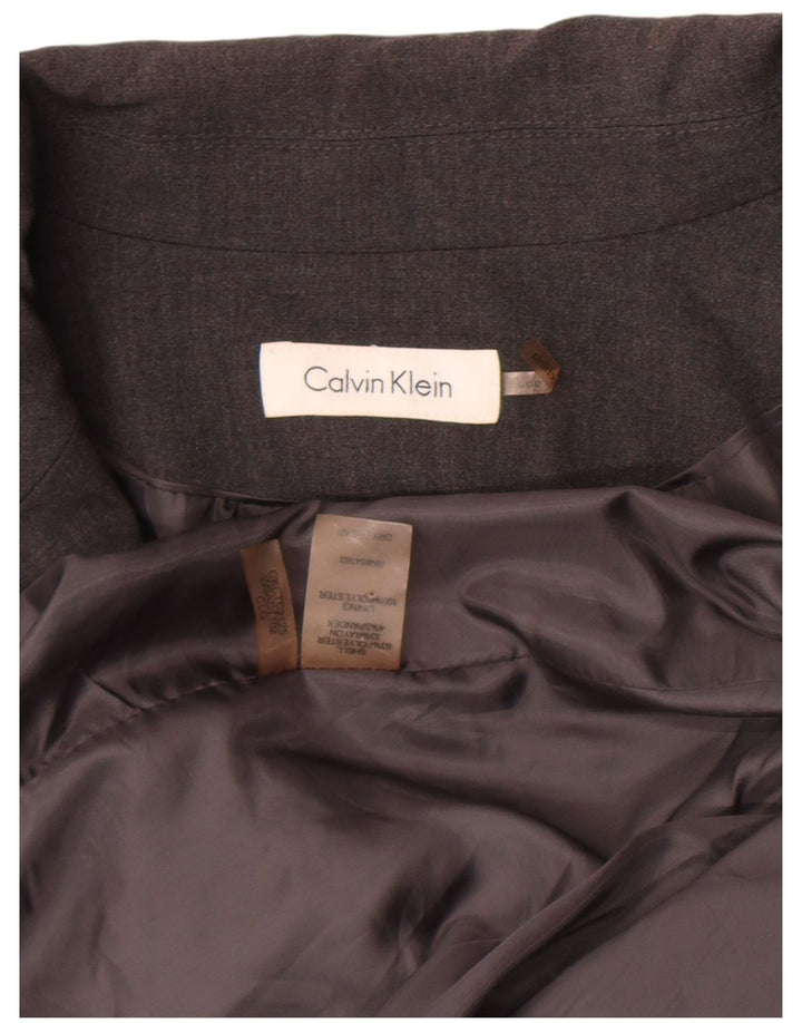 Calvin Klein Veste blazer à 1 bouton pour femme UK 20 2XL Gris Polyester