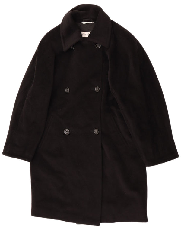 Max Mara Manteau croisé en laine pour femme UK 12 Medium Noir Laine Classique