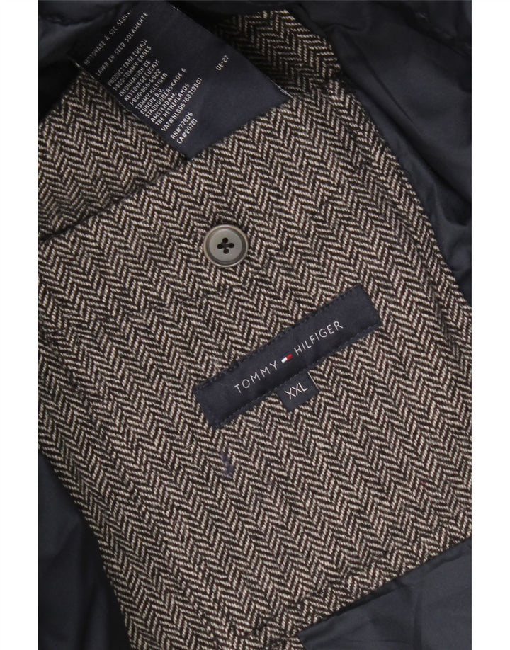 Tommy Hilfiger Veste matelassée pour homme UK 44 2XL Gris Laine à chevrons
