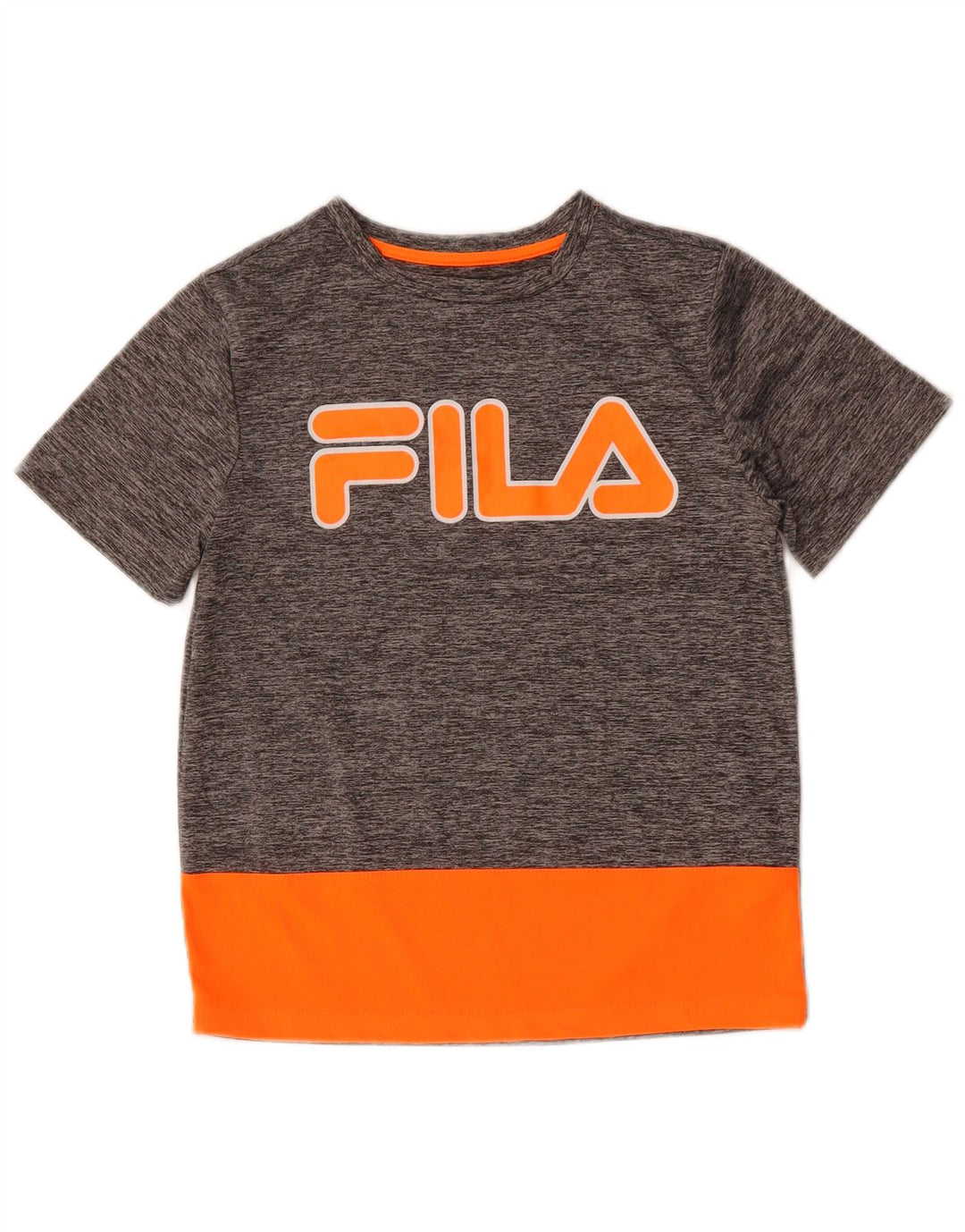 FILA Boys Graphic T-Shirt Top 7-8 Years Grey Colourblock Polyester