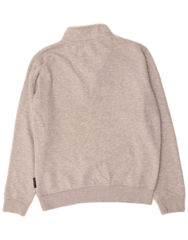 French Connection Sweat-Shirt Col Zippé Homme Gris Moyen Moucheté