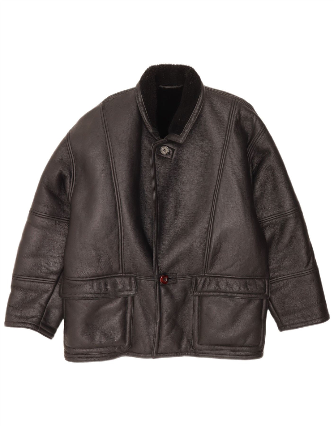 veste en peau de mouton vintage pour hommes IT 48 Noir moyen