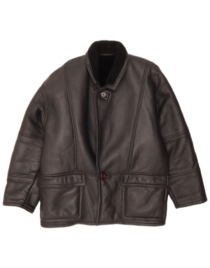 veste en peau de mouton vintage pour hommes IT 48 Noir moyen