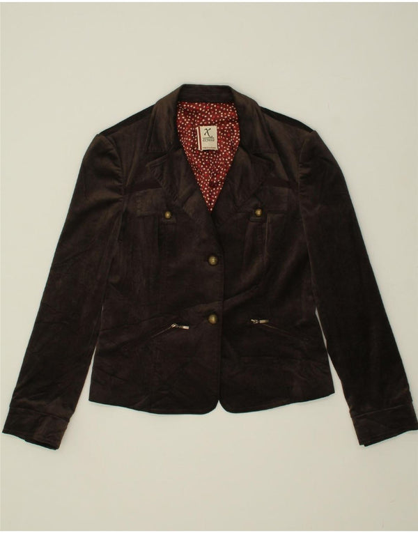EXTESA Veste Blazer 2 Boutons Femme UK 12 Viscose Marron Moyen