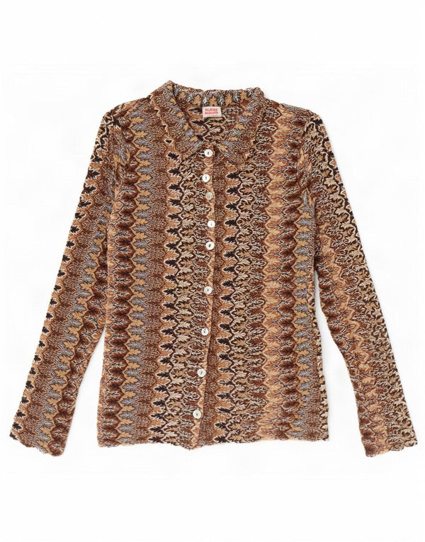 CLOCK HOUSE Womens By C&A Chemisier à motif abstrait UK 12 Marron moyen