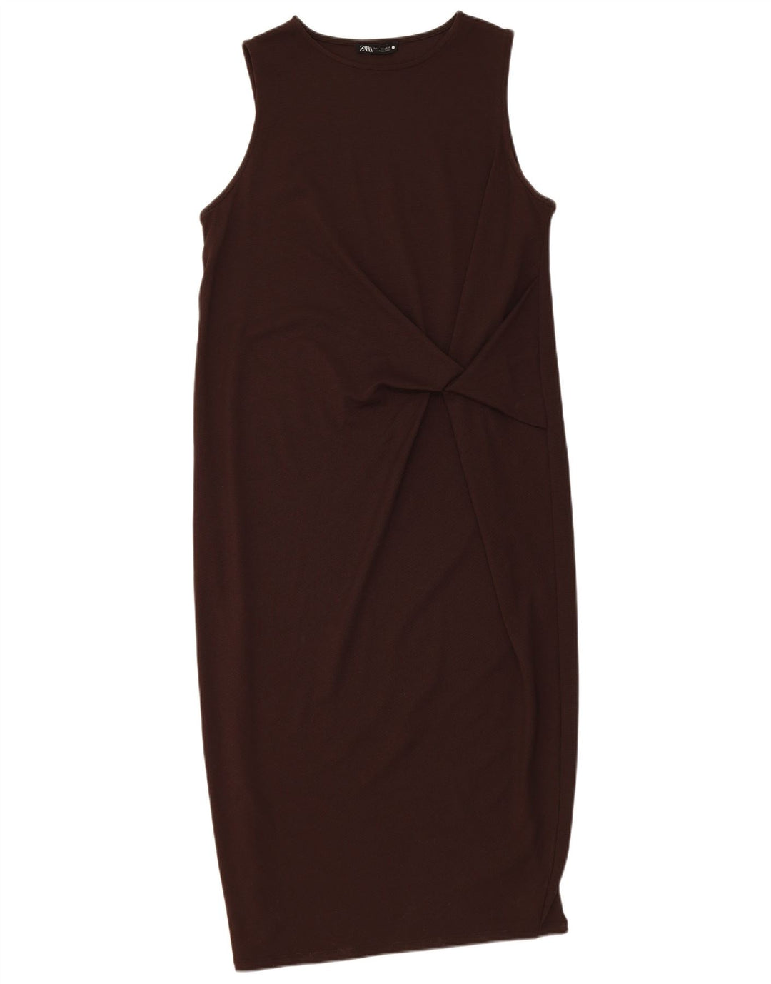Zara Womens Sleeveless Basic Dress UK 10 Small Brown