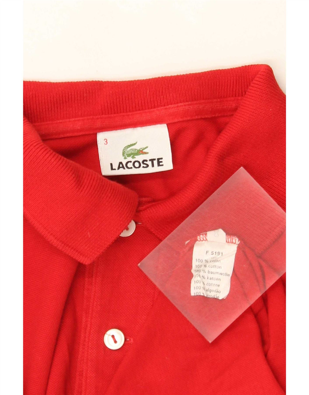 Lacoste Polo à manches longues pour homme Taille 3 Petit coton rouge