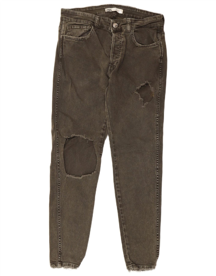 Zara Jean slim en détresse pour homme EU 42 Medium W32 L27 Coton kaki