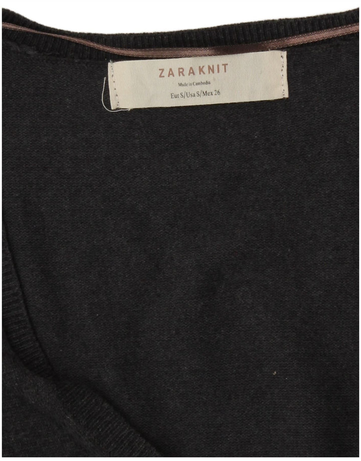 Zara Cardigan Femme Pull UK 10 Petit Gris