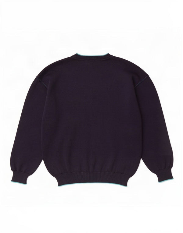 vintage Homme Col V Pull Pull IT 50 Laine Bleu Marine Moyenne