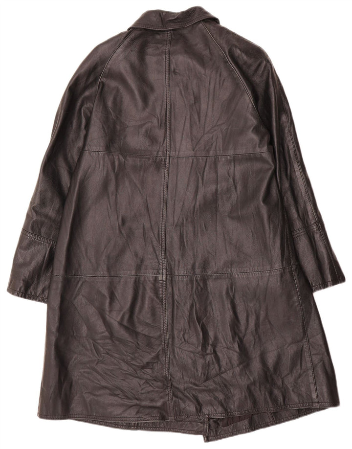 manteau en cuir femme vintage IT 42 Moyen Noir