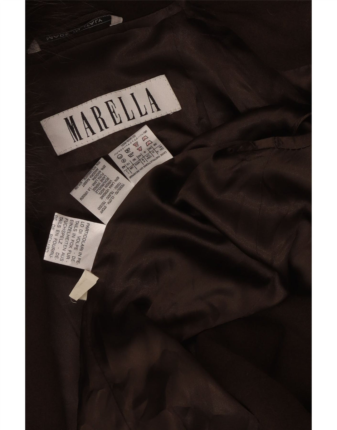 Marella Manteau surdimensionné pour femme UK 10 Petite laine vierge marron