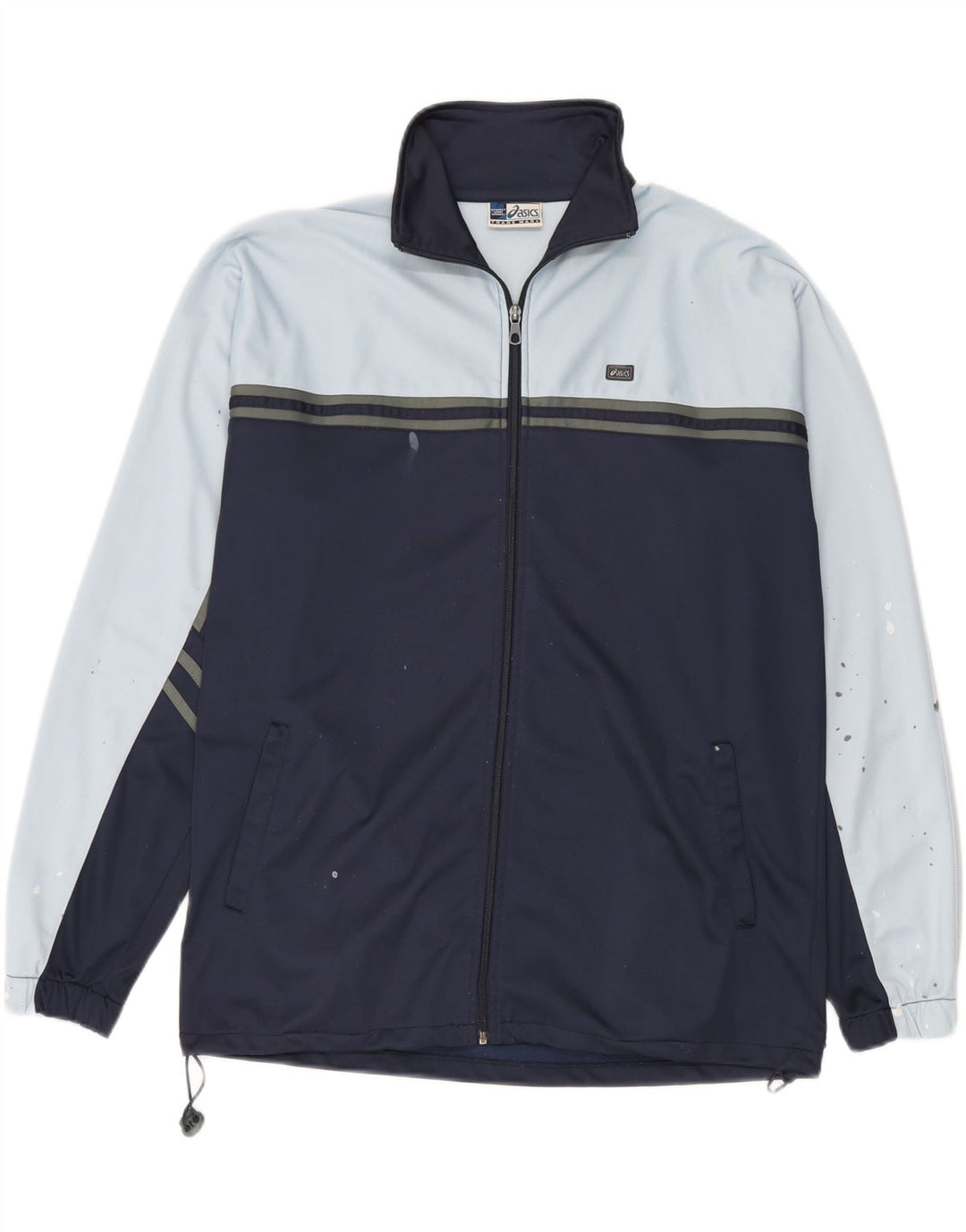 Asics Veste de survêtement pour homme Large Bleu Marine Colorblock Polyester