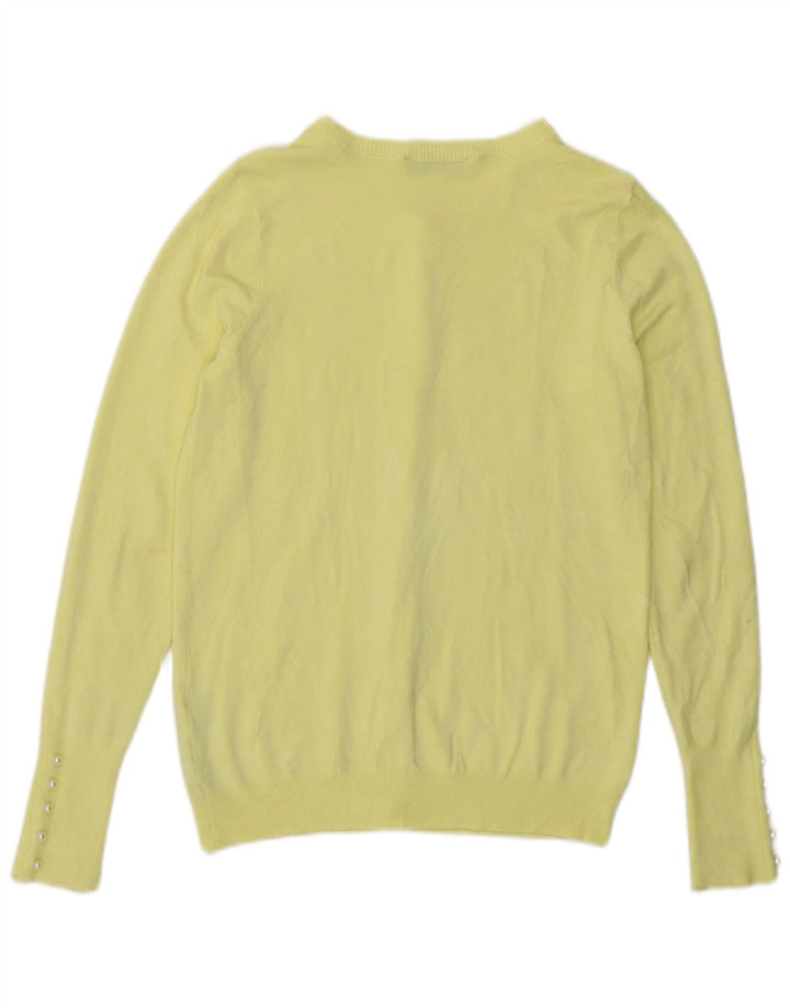 Zara Cardigan Femme Pull UK 10 Petite Viscose Jaune