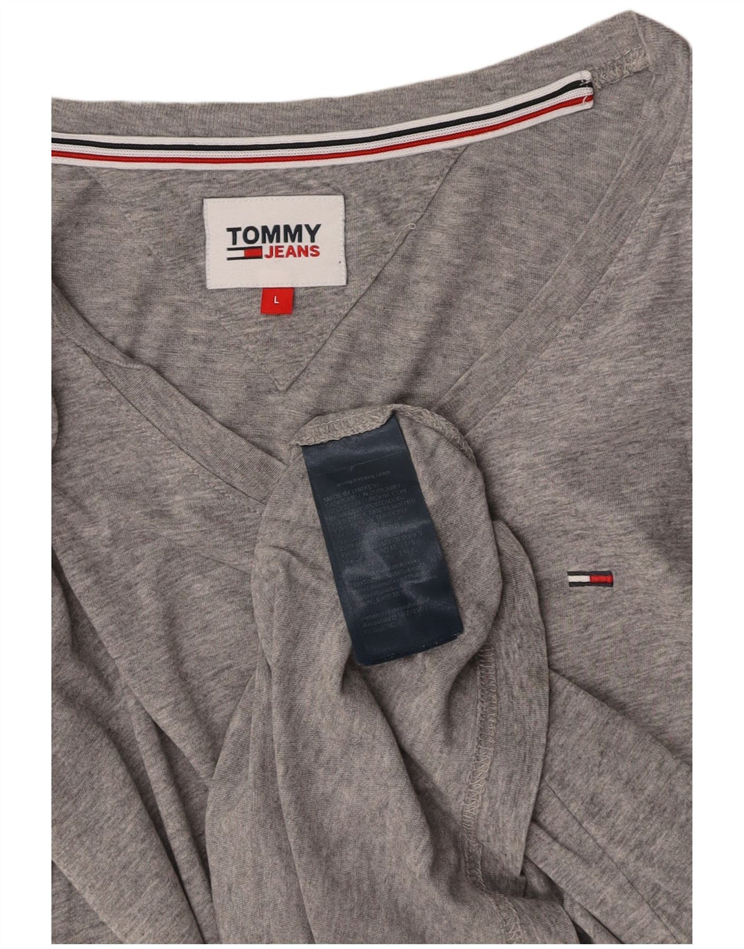 TOMMY HILFIGER Mens T-Shirt Top Large Grey Cotton