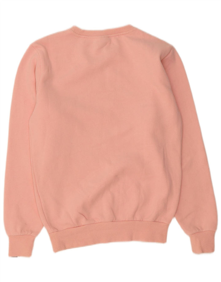 ELLESSE Womens Oversized Graphic Sweatshirt Jumper UK 8 Small Pink Cotton