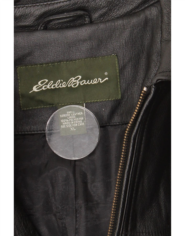 Eddie Bauer Veste en cuir pour homme UK 42 XL Cuir noir