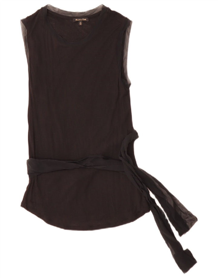 Massimo Dutti Chemisier sans manches pour femme UK 10 Petit Noir