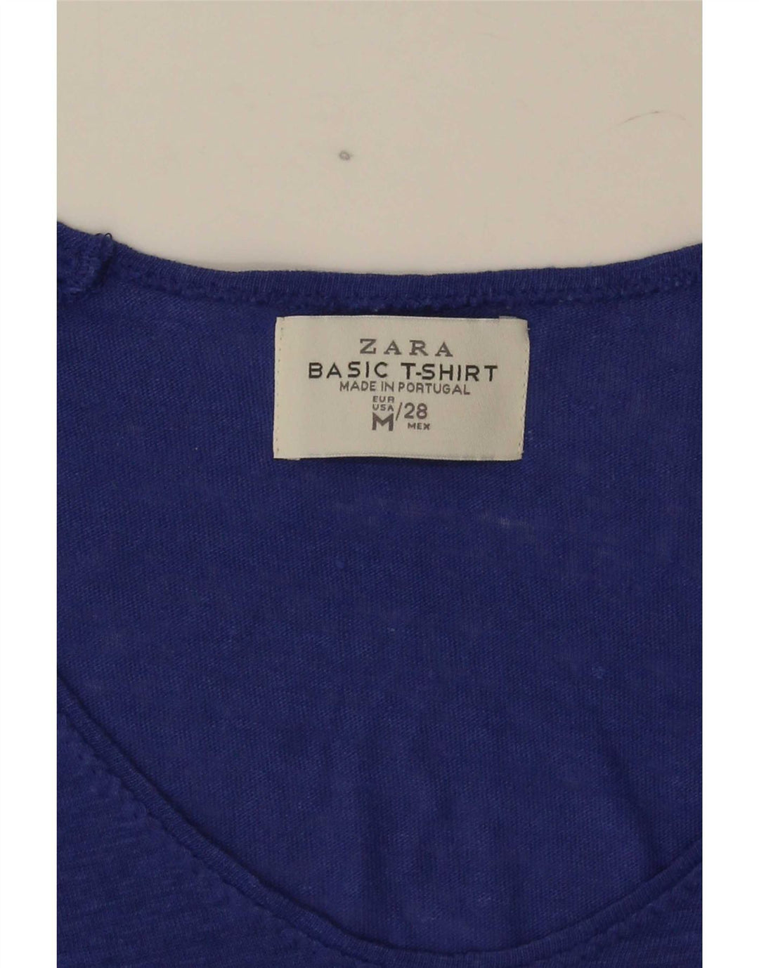 Zara T-Shirt Femme Top UK 14 Bleu Moyen Moucheté