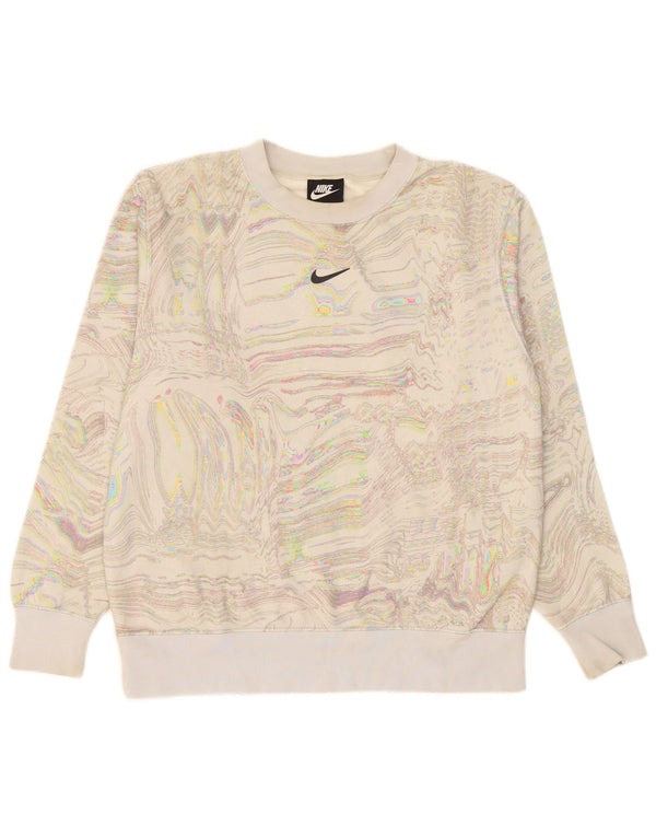 Nike Sweat-shirt à motif abstrait pour femme UK 10 Petit Blanc cassé