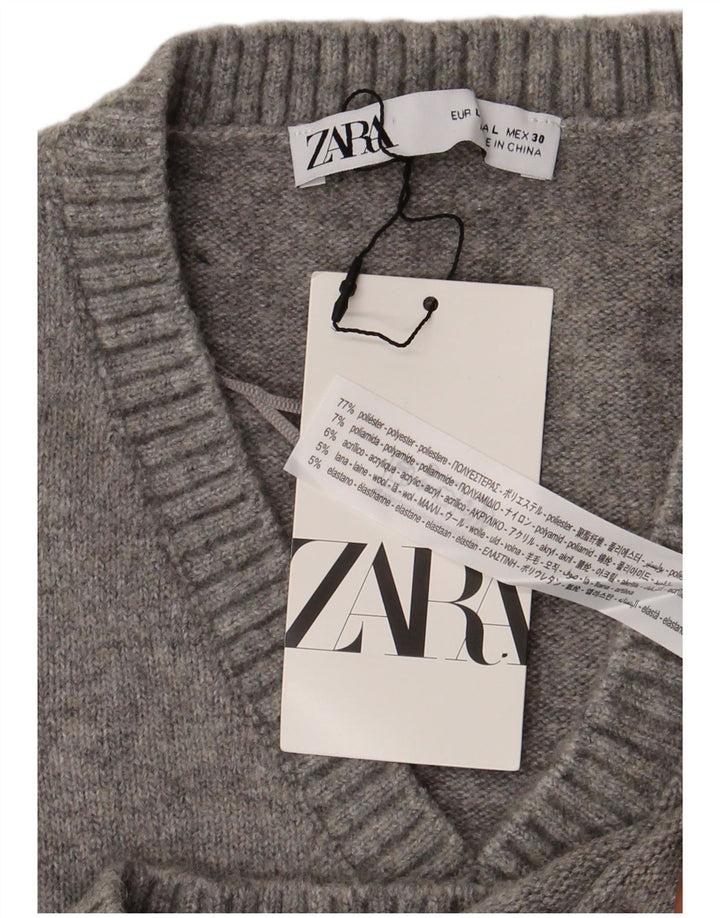 Zara Femme Débardeur UK 16 Large Gris Polyester