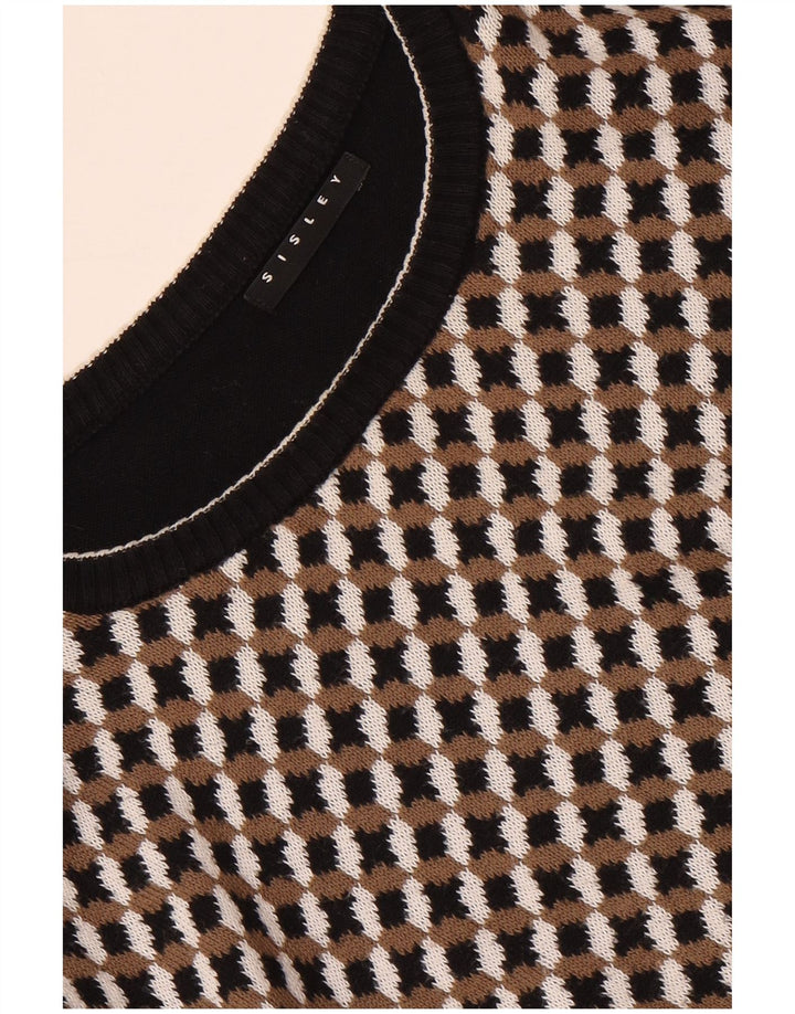SISLEY Pull col rond homme grand carreaux noirs