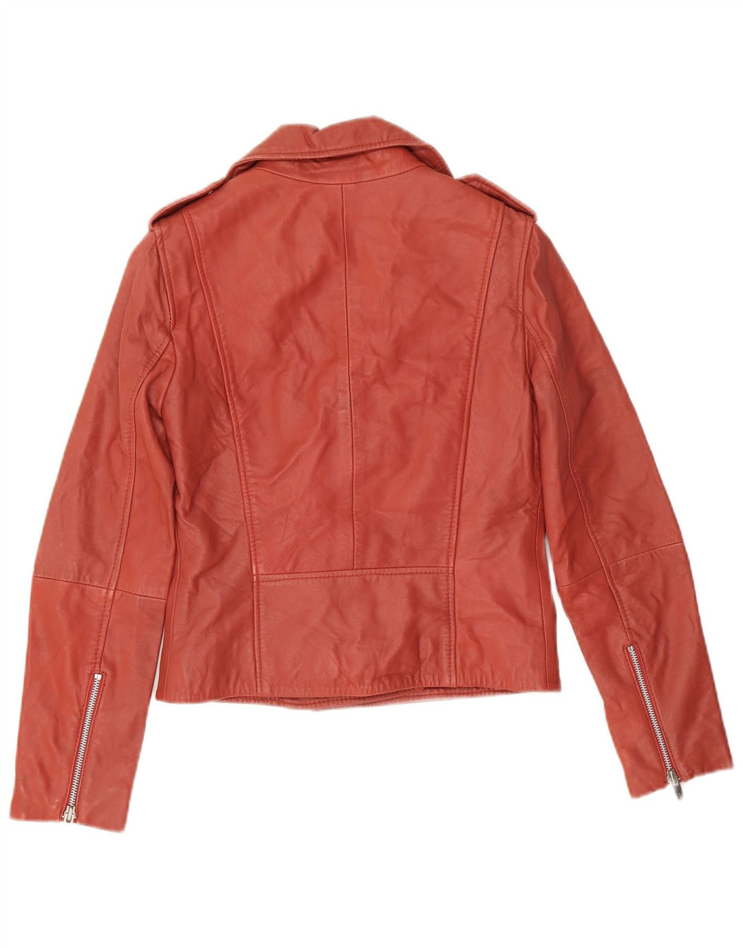 Mango Veste de motard en cuir pour femme UK 6 XS Cuir rouge
