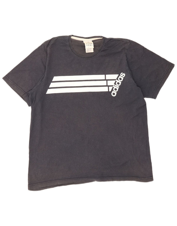 Adidas T-shirt graphique pour hommes en coton color block bleu marine grand